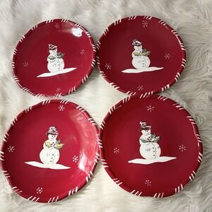 Tracy Porter Jolly Ol' Snowy Salad Lunch Plates Christmas‎ Winter Snowman 7.75"